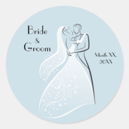 Aanpassen Product Blauw Retro Bruiloft Dansers Coo Ronde Sticker