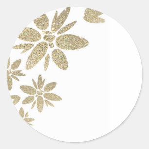 Aanpassen Product gouden sprankelende bloemen op w Ronde Sticker
