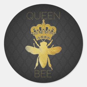 Aanpassen QUEEN BEE Damask Gold Gift Stickers