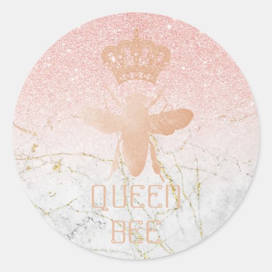 Aanpassen QUEEN BEE Roos Gold Glitter Stickers (Voorkant)