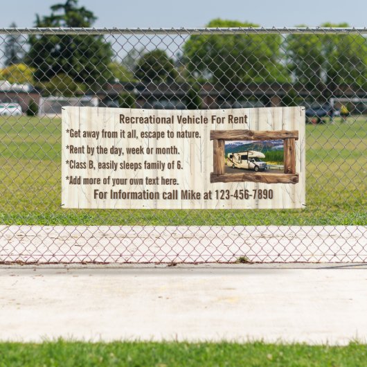 Aanpassen Recreatieve Voertuig Te Huur Of Verkoop Spandoek (Insitu)