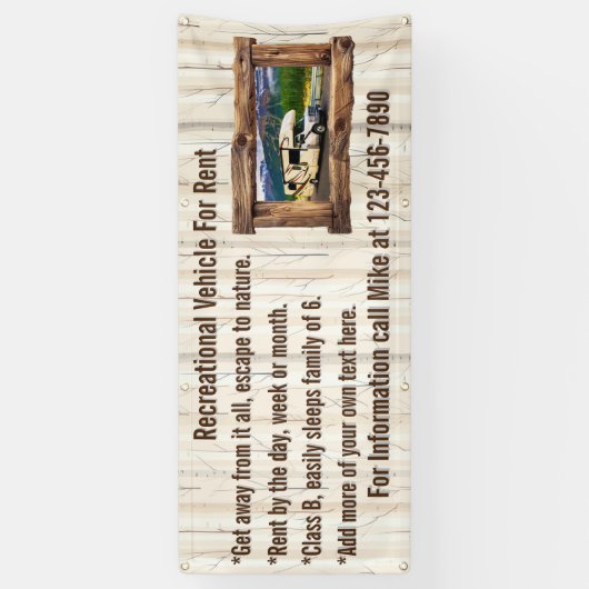 Aanpassen Recreatieve Voertuig Te Huur Of Verkoop Spandoek (Verticaal)
