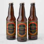 Aanpassen Red Black Gold Rustic Bier Etiket (Flessen)