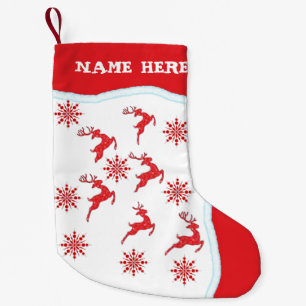 Aanpassen Rendier Red Snowflakes Dubbele SidePrint Kleine Kerstsok