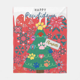 Aanpassen Rode kerstboom met poten ornamenten Fleece Deken