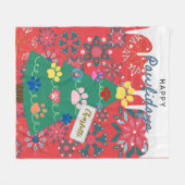 Aanpassen Rode kerstboom met poten ornamenten Fleece Deken (Voorkant (Horizontaal))