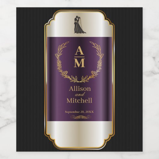 Aanpassen Romantisch Elegant Wedding Receptie Wijn Wijn Etiket (Enkel label)