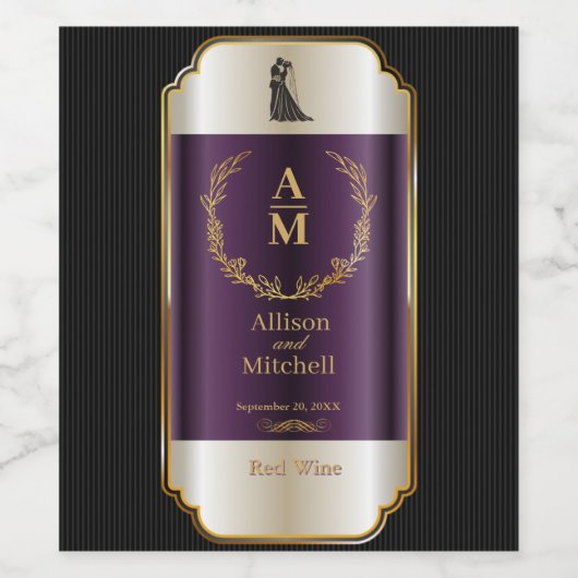 Aanpassen Romantisch Elegant Wedding Receptie Wijn Wijn Etiket (Enkel label)