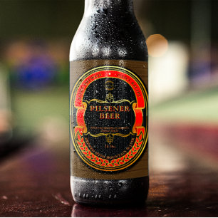 Aanpassen Rood Zwart Goud Landelijk Bier Etiket