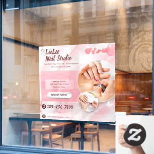 Aanpassen Roze Witte Moderne Nagel Salon Promotie Raamsticker