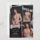 Aanpassen Roze Zwart Prom Verstuur drie foto's Kaart (Voorkant)