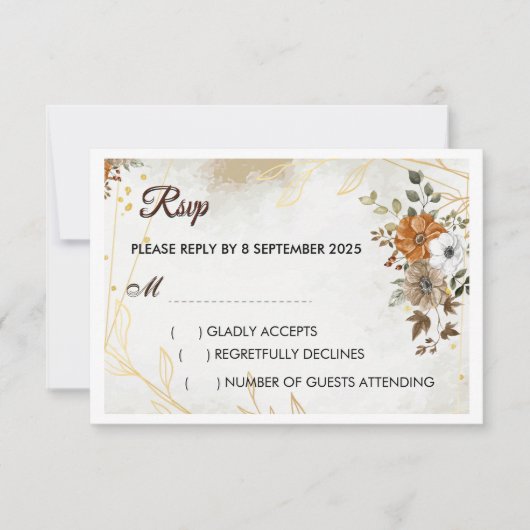 Aanpassen Rustic Boho Herfst floral RSVP Card Kaartje (Voorkant)