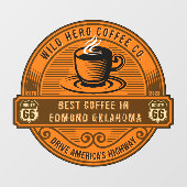 Aanpassen Rustieke Route 66 Koffiewinkels Steaming Raamsticker (Vel)