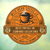 Aanpassen Rustieke Route 66 Koffiewinkels Steaming Raamsticker (Vel 3)
