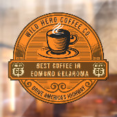 Aanpassen Rustieke Route 66 Koffiewinkels Steaming Raamsticker (Vel 2)