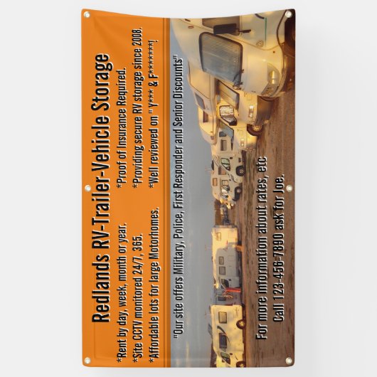 Aanpassen RV aanhangwagen voertuig opslagpartij Spandoek (Verticaal)