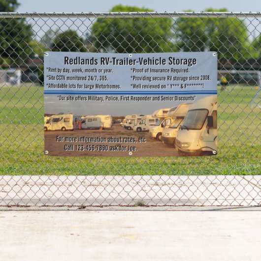 Aanpassen RV aanhangwagen voertuig opslagpartij Spandoek (Insitu)