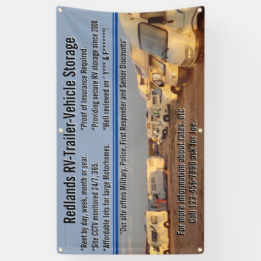 Aanpassen RV aanhangwagen voertuig opslagpartij Spandoek (Verticaal)