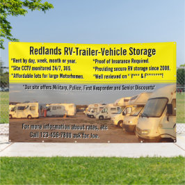 Aanpassen RV aanhangwagen voertuig opslagplaats gr Spandoek