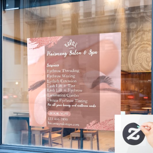 Aanpassen Salon Spa Lashes Wimpers Services Raamsticker (Cafe Raam)