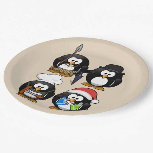 Aanpassen Schattigee pinguïns partij Papieren Bordje (Gekanteld)