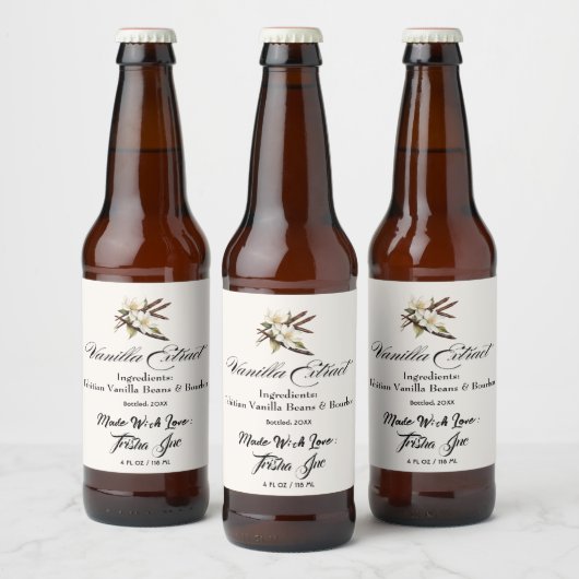 Aanpassen Small Business Vanilla Extract Product Bier Etiket (Flessen)