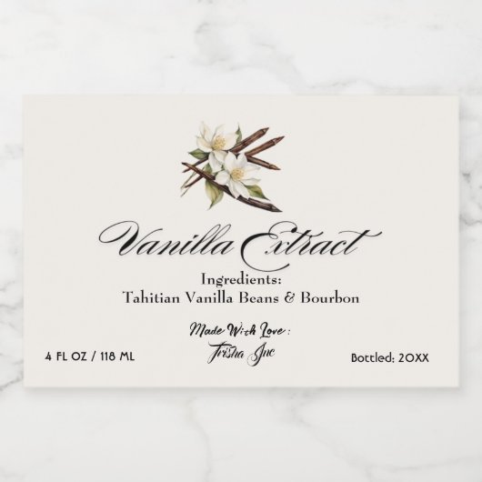 Aanpassen Small Business Vanilla Extract Product Likeurfles Etiket (Enkel label)