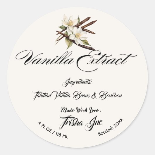 Aanpassen Small Business Vanilla Extract Product Ronde Sticker (Voorkant)