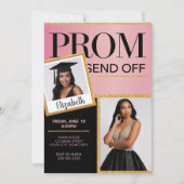 Aanpassen Sparkling Pink Black Prom Verstuur foto Kaart (Voorkant)