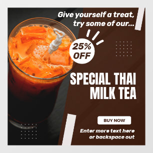 Aanpassen Speciale Thaise Melk Thee Winkel Promo % Raamsticker