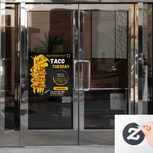 Aanpassen Taco dinsdag Mexicaanse Restaurant Promo Raamsticker (Kantoordeur)