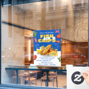 Aanpassen UK-editie Lekkere Fish N Chips-restauran Raamsticker