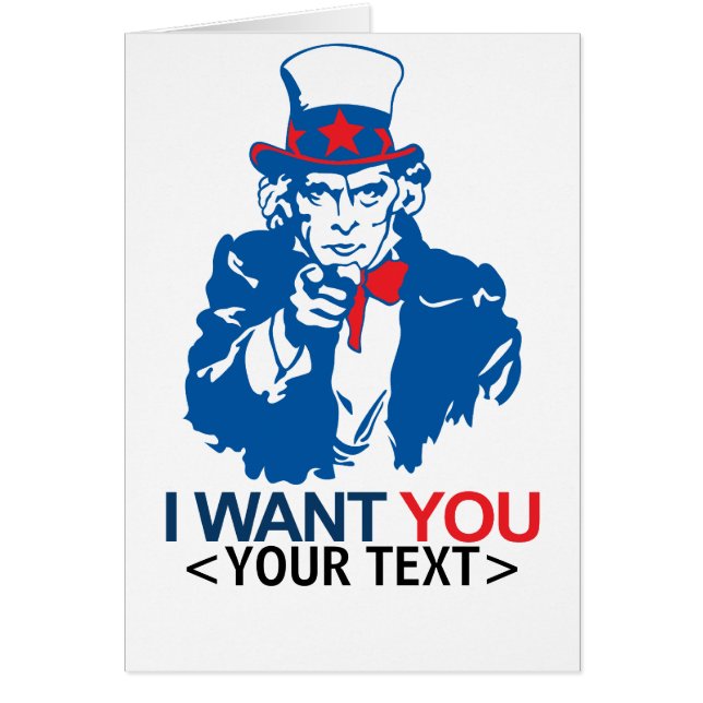 AANPASSEN UNCLE SAM WILT U,<YOUR TEXT> (Voorkant)