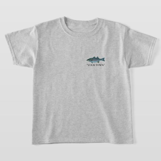 AANPASSEN Uw Stad of Naam Striped Bass VISSEN T T-shirt (Laagn)