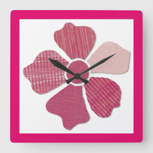 Aanpassen van alle kleuren Faux Fabric Collage Flo Vierkante Klok