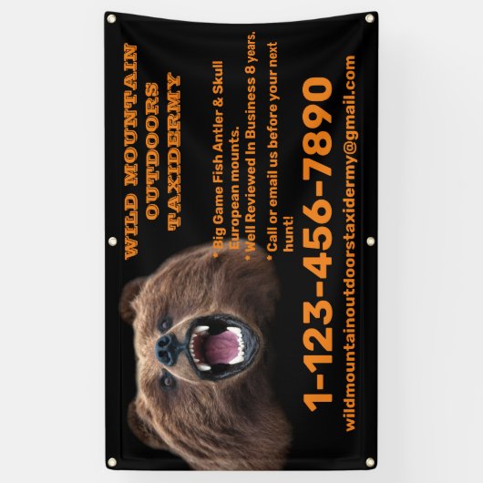 Aanpassen van Beer Grote Spel Taxidermy Winkel Spandoek (Verticaal)