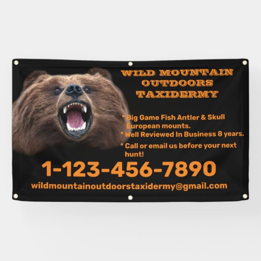 Aanpassen van Beer Grote Spel Taxidermy Winkel Spandoek (Horizontaal)