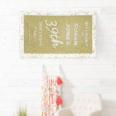 Aanpassen van de verjaardag - Wit/Goud over de heu Spandoek (Insitu)