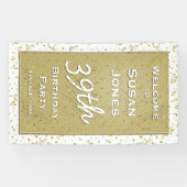 Aanpassen van de verjaardag - Wit/Goud over de heu Spandoek (Horizontaal)