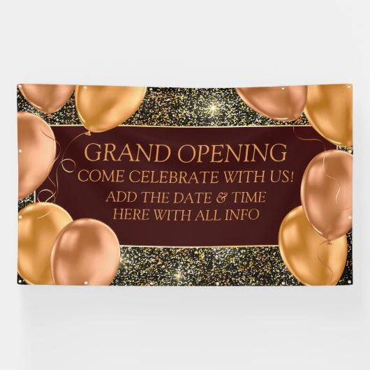 Aanpassen van Elegant Grand Opening Gold-ballonnen Spandoek (Horizontaal)