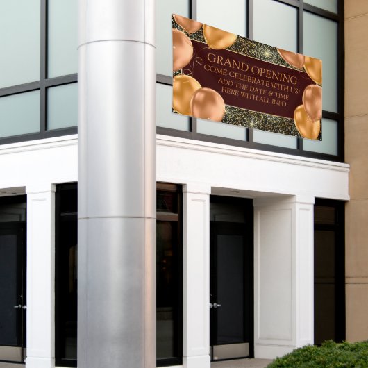 Aanpassen van Elegant Grand Opening Gold-ballonnen Spandoek (Buitenkant Gebouw)
