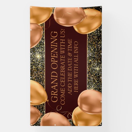 Aanpassen van Elegant Grand Opening Gold-ballonnen Spandoek (Verticaal)