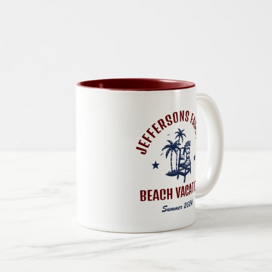 Aanpassen van groepsvakantiereis groepsvakantierei tweekleurige koffiemok (Voorkant rechts)