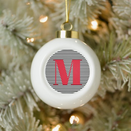 Aanpassen van initiaal met monogram kerstmis keramische bal ornament (Boom)