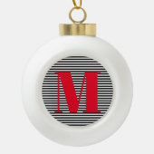 Aanpassen van initiaal met monogram kerstmis keramische bal ornament (Voorkant)