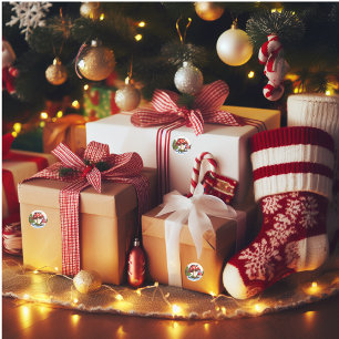 Aanpassen van kerstbos ronde sticker