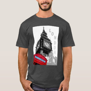 Aanpassen van London Big Ben Clock Tower Red Telef T-shirt