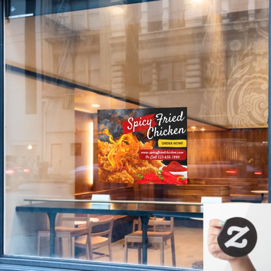 Aanpassen van Red Black Spicy Fried Chicken Restau Raamsticker (Cafe Raam)