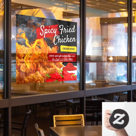 Aanpassen van Red Black Spicy Fried Chicken Restau Raamsticker (Restaurant Raam)