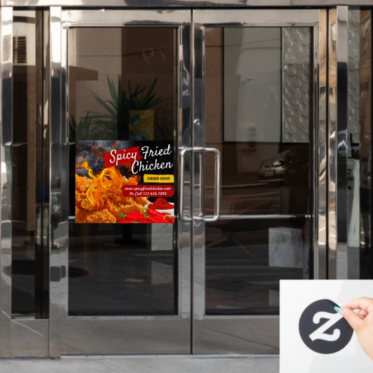 Aanpassen van Red Black Spicy Fried Chicken Restau Raamsticker (Kantoordeur)
